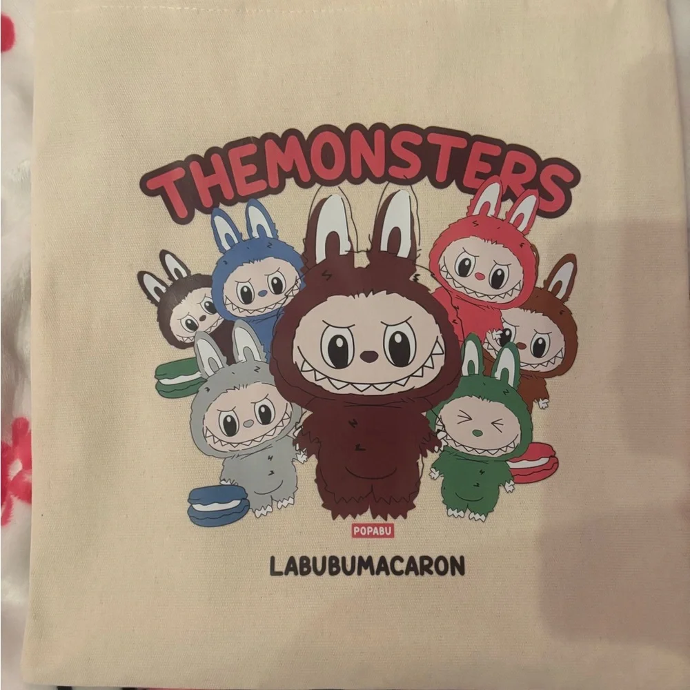 MACARON The Monsters Beige Tote Bag - Picture 2 of 6